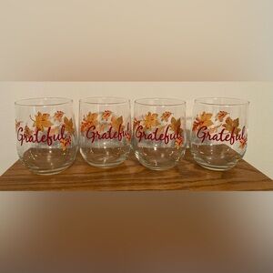 New Grateful Autumn Leaves Set of 4 Glasses
